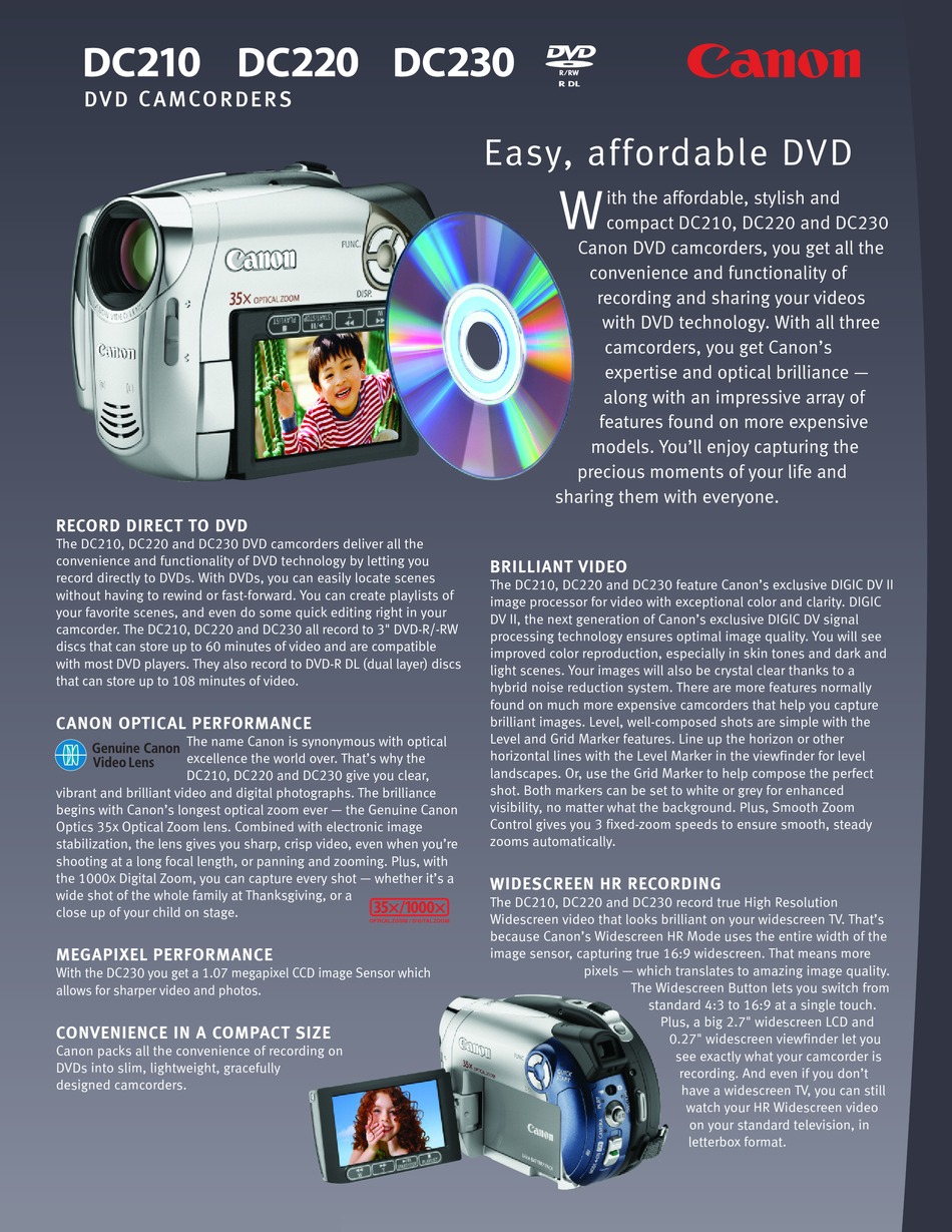 canon dvd camcorder dc230 software download for mac