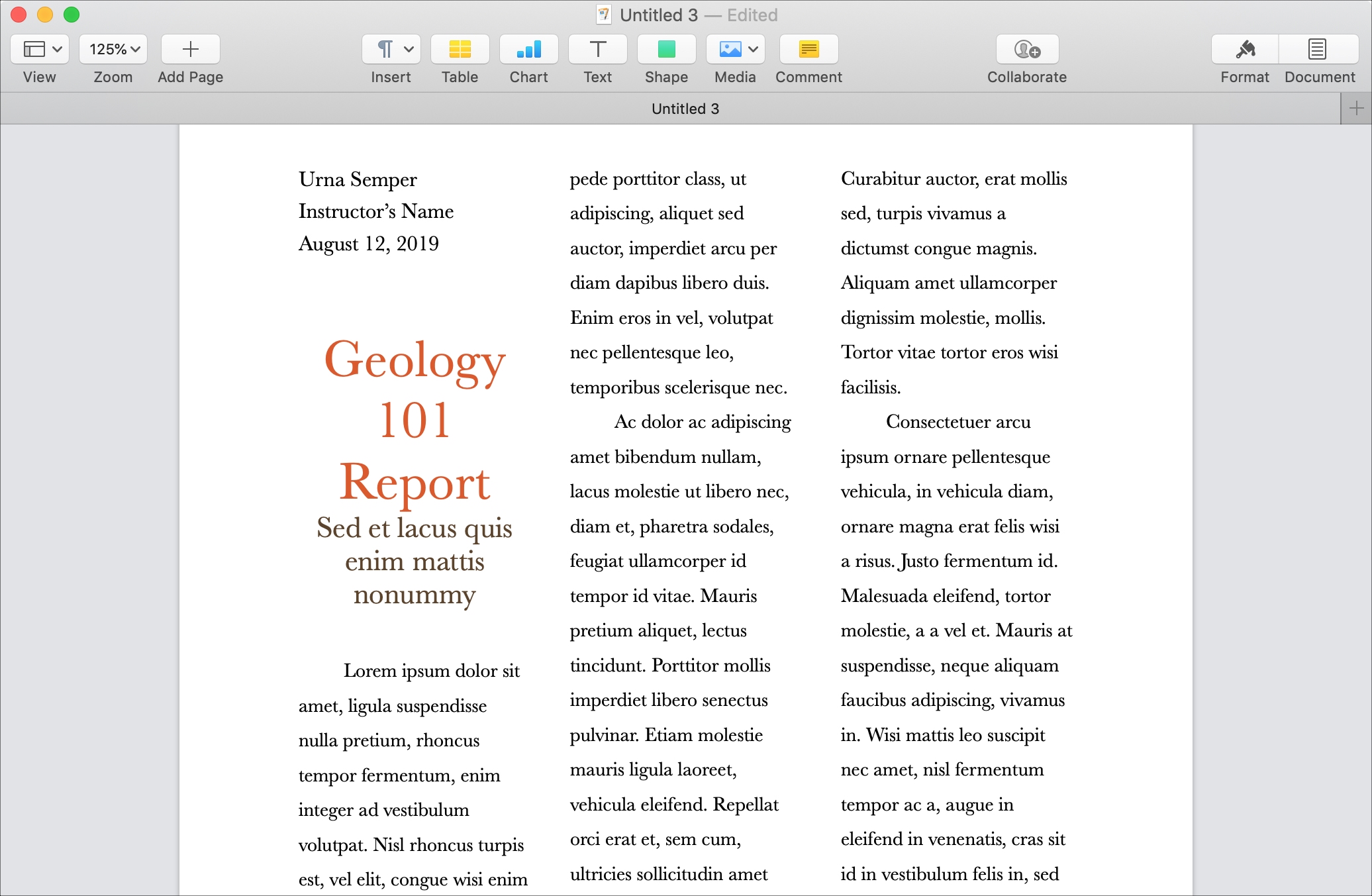 create column in word for mac